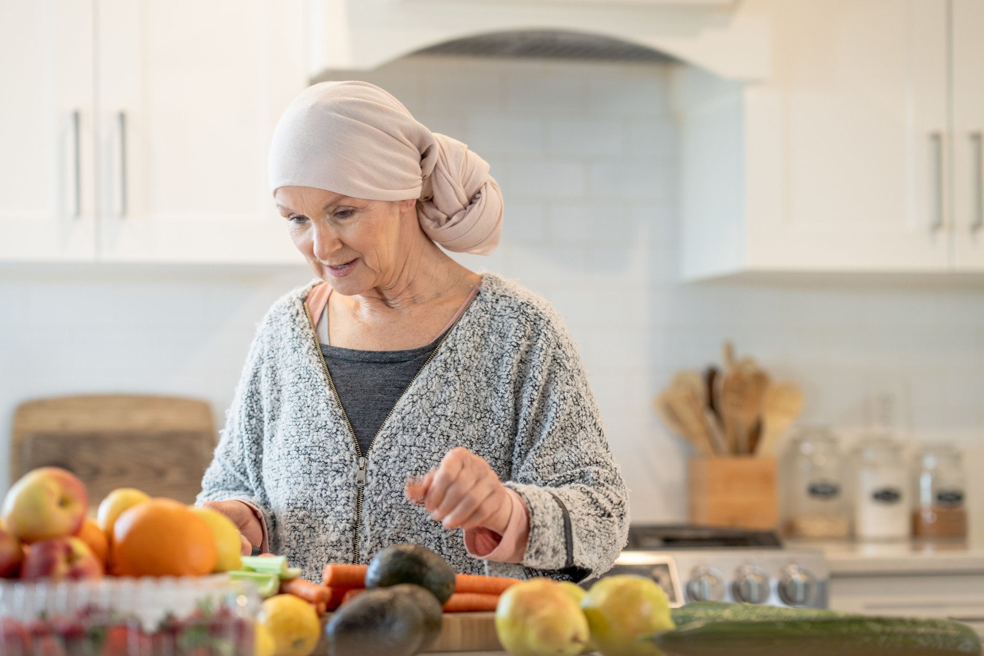 Cancer Patient Working in the Kitchen